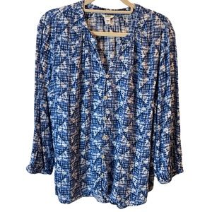 Sonoma Women’s Casual Blouse with Buttons Blue Print Size L
